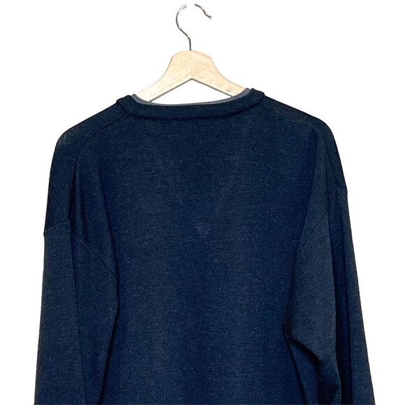Francesco Morri vintage charcoal gray V-neck merino wool blend sweater size L - Picture 5 of 11